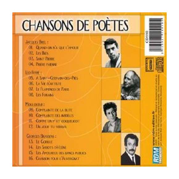 Ferré, Léo, Brel, Jacques, Brassens, Georges, Mouloudji, Chansons de poètes, Variétés françaises, Compilations,...