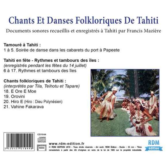 , Chants et danses folkloriques de Tahiti - Patrimoine de la musique traditionnelle du monde, Musiques du monde,...