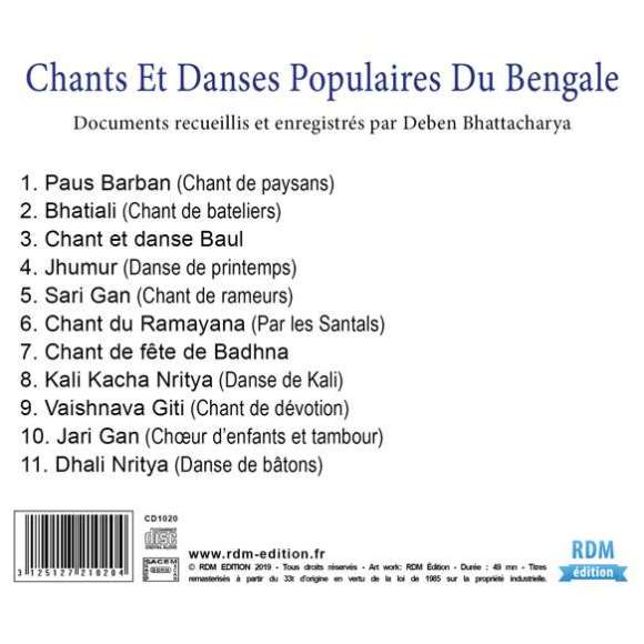 Bhattacharya, Deben, Chants et danses populaires du Bengale - Patrimoine de la musique traditionnelle du monde, Musiques...