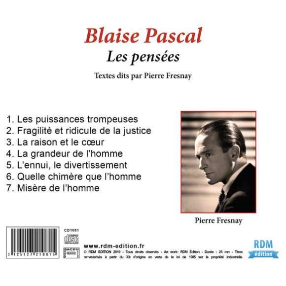Fresnay, Pierre, Collection oeuvre lue - Blaise Pascal : Les pensées, Littérature, RDM-Edition, Musique