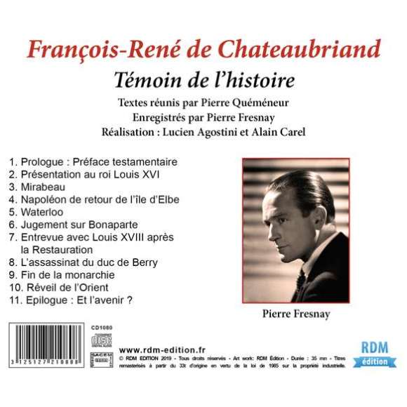 Fresnay, Pierre, Collection oeuvre lue - François-René de Chateaubriand : Témoin de l'histoire, Littérature,...