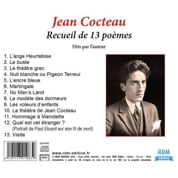 Cocteau, Jean, Collection oeuvre lue - Jean Cocteau : Recueil de 13 poèmes, Poésie & théâtre, RDM-Edition, Musique