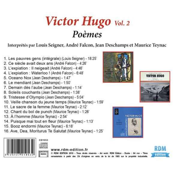 Seigner, Louis, Falcon, André, Deschamps, Jean, Teynac, Maurice, Collection oeuvre lue - Victor Hugo - Volume 2 :...