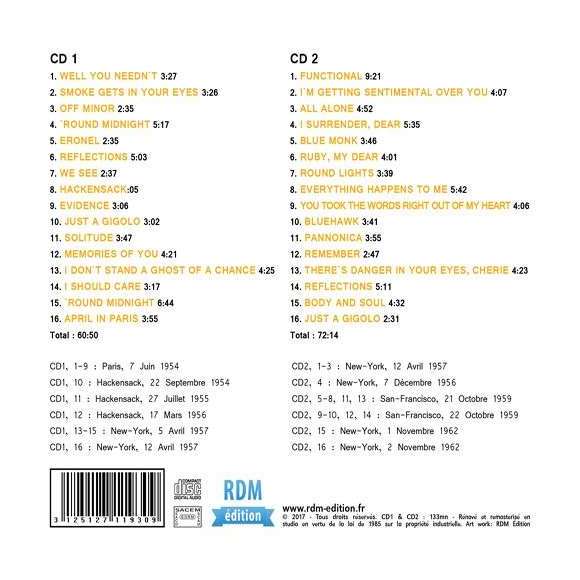 Monk, Thelonious, Enregistrements solo de 1954 à 1962, Jazz, RDM-Edition, Musique