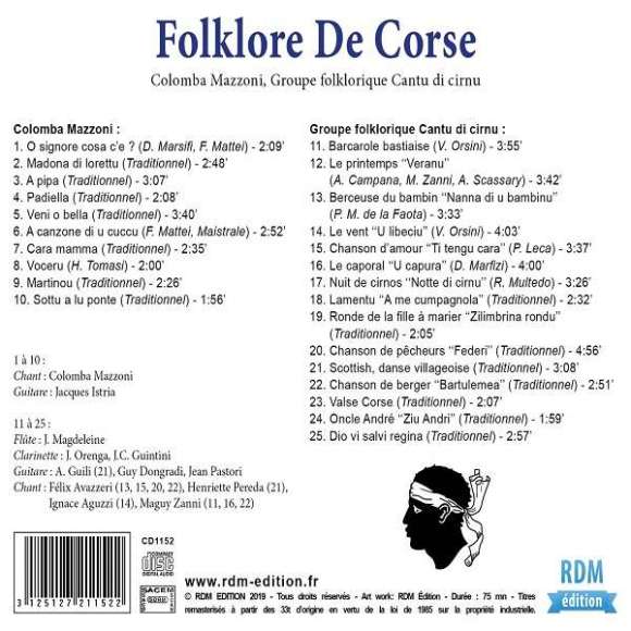 Mazzoni, Colomba, Istria, Jacques, Folklore de Corse : Patrimoine de la musique traditionnelle du monde, Musiques du...