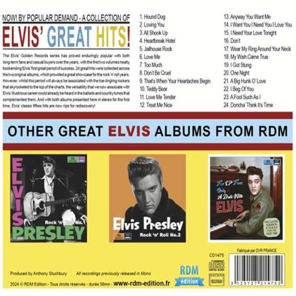 Presley, Elvis, Golden Elvis! Elvis' golden records volumes 1 & 2 - Mono II Stereo, Variétés internationales, Rock,...