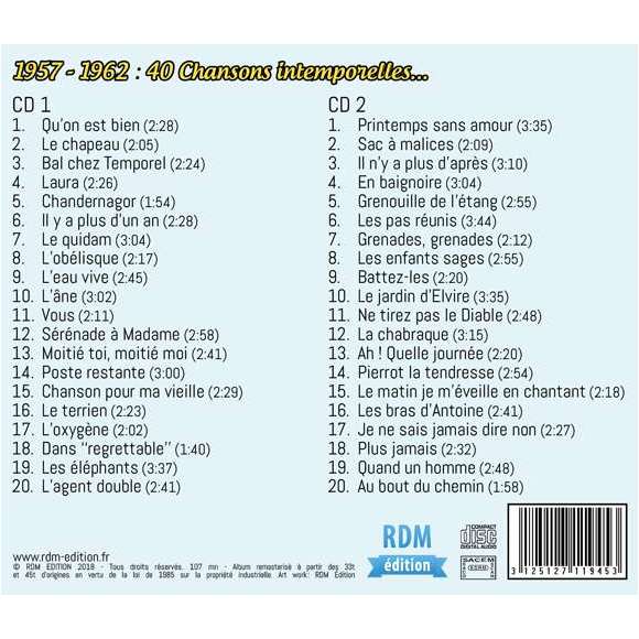 Béart, Guy, Guy Béart - 1957 - 1962 : 40 chansons intemporelles..., Variétés françaises, RDM-Edition, Musique