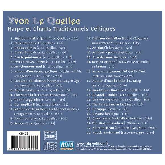 Le Quellec, Yvon, Harpe et chants traditionnels celtiques, Bretagne, RDM-Edition, Musique