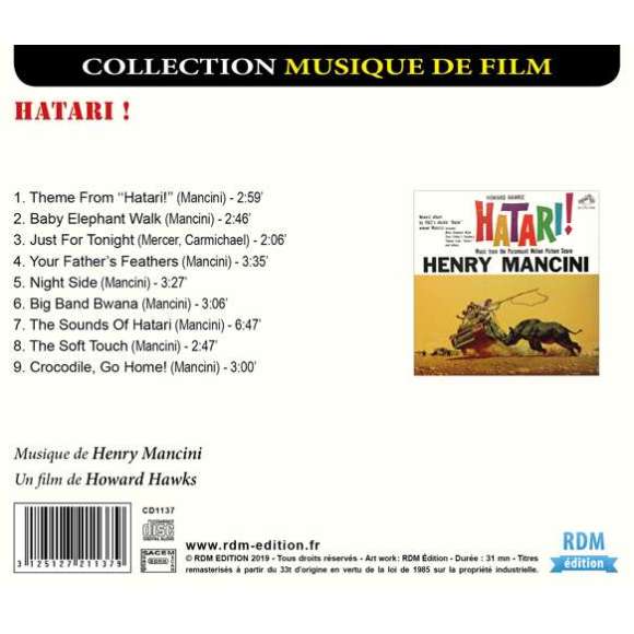 Mancini, Henry, Hatari ! - Bande originale du film, BOF & OST, RDM-Edition, Musique