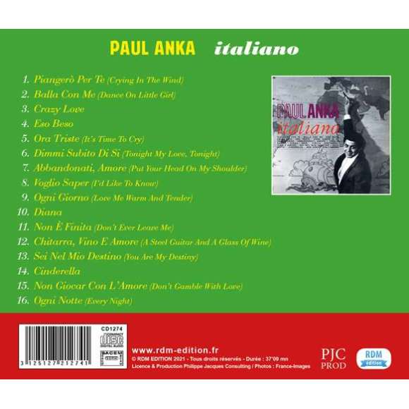 Anka, Paul, Italiano, Variétés internationales, RDM-Edition, Musique