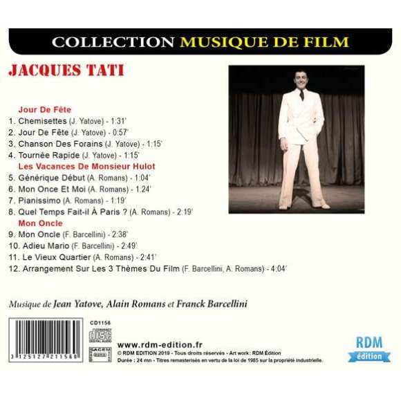 Yatove, Jean, Romans, Alain, Barcellini, Franck, Jacques Tati : Musiques de Films, BOF & OST, RDM-Edition, Musique
