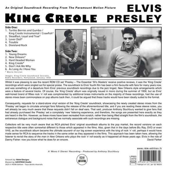 Presley, Elvis, King Creole - Mono II Stereo (Vinyle), Variétés internationales, Rock, VINYLE, RDM-Edition, Musique