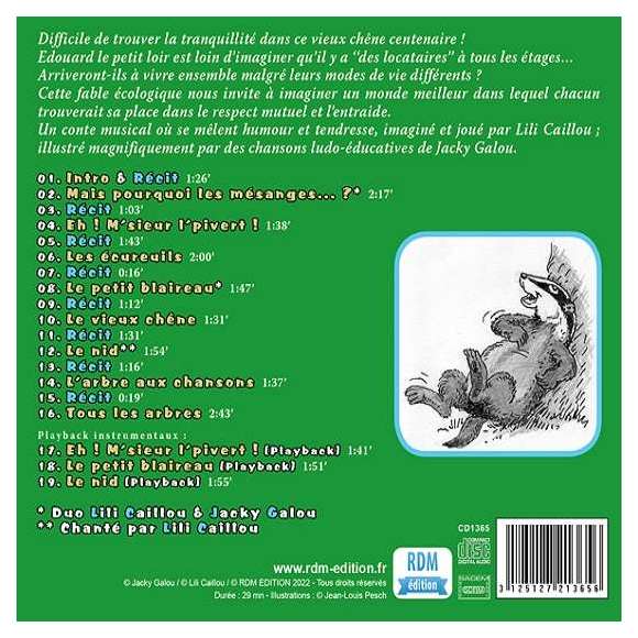 Caillou, Lili, Galou, Jacky, L'arbre aux chansons, Chansons & comptines, Enfance, RDM-Edition, Musique