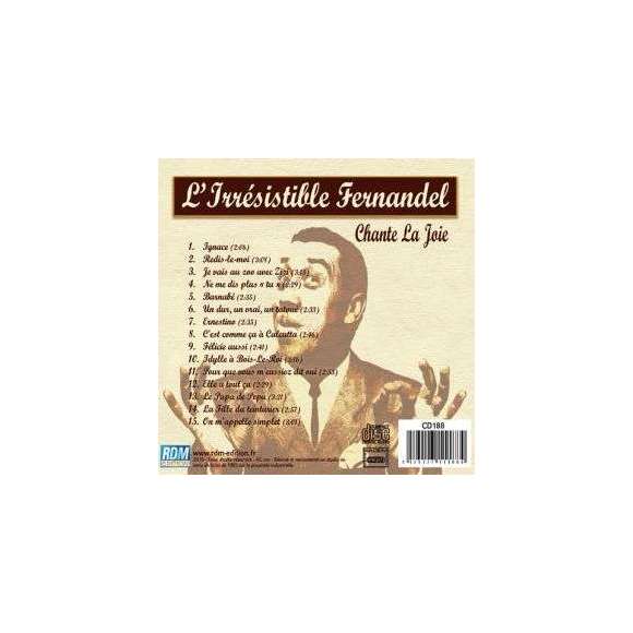 Fernandel , L'irrésistible Fernandel chante la joie, Variétés françaises, RDM-Edition, Musique