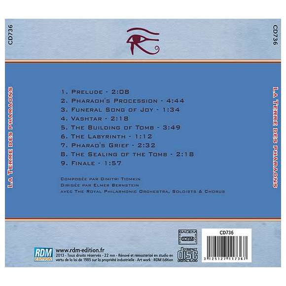 The Royal Philarmonic Orchestra/ Soloists & Chorus, La Terre des pharaons, BOF & OST, RDM-Edition, Musique