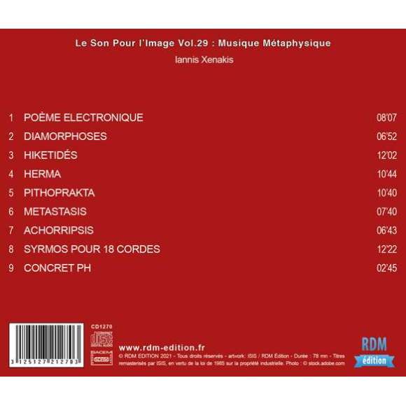 Xenakis, Iannis, Le Son Pour l'Image Vol. 29 : Musique Métaphysique, Ambiance, Instrumental, RDM-Edition, Musique