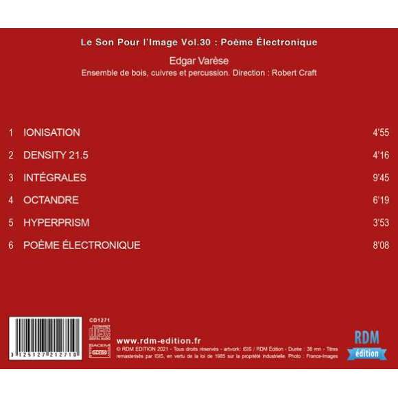 Varèse, Edgar, Le Son Pour l'Image Vol. 30 : Poème Électronique, Ambiance, Instrumental, RDM-Edition, Musique