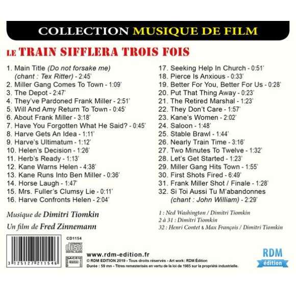 Tiomkin, Dimitri, Ritter, Tex, William, John, Le train sifflera trois fois - Bande originale du film, BOF & OST,...