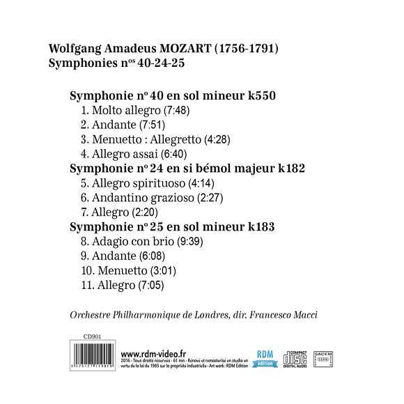 Mozart, Wolfgang Amadeus, Les chefs-d'oeuvre de la musique classique - Symphonies nos 40-24-25, Classique, RDM-Edition,...