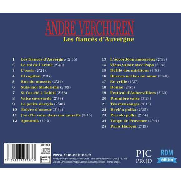 Verchuren, André, Les Fiancés d'Auvergne - 25 chansons d'or, Musette, Accordéon, RDM-Edition, Musique