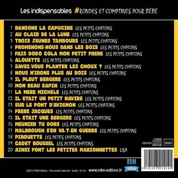 Lisa, Les indispensables : rondes et comptines pour bébé, Chansons & comptines, Enfance, RDM-Edition, Musique