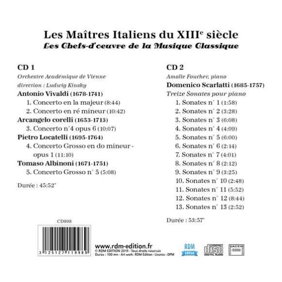Foucher, Amalie, Les Maîtres Italiens du XVIIIe siècle, Musique baroque, RDM-Edition, Musique