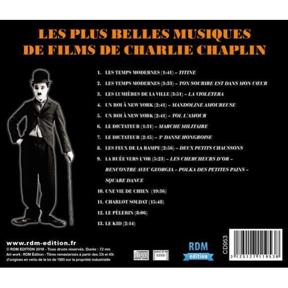 Chaplin, Charlie, Les plus belles musiques de films de Charlie Chaplin, BOF & OST, RDM-Edition, Musique