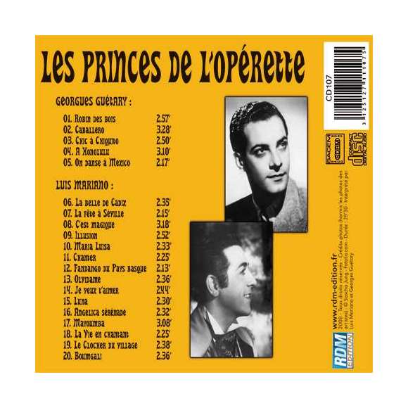 Guétary, Georges, Mariano, Luis, Les Princes de l'opérette, Variétés françaises, Compilations, Opérette,...
