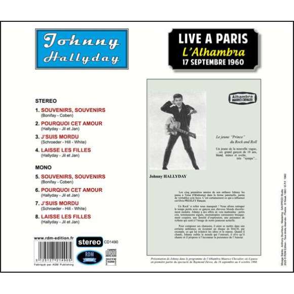 Hallyday, Johnny, Live à Paris, L'Alhambra - 17 septembre 1960 (CD boitier cristal), Variétés françaises, Rock...