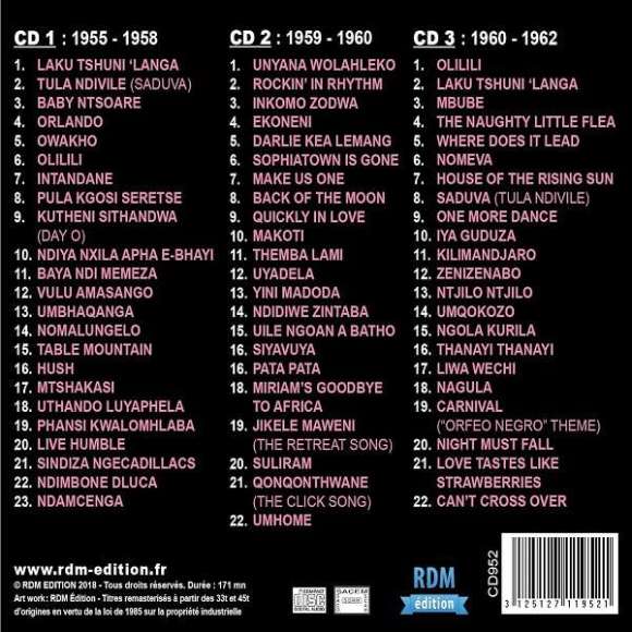 Makeba, Miriam, Mama Afrika : 1955 - 1962 l'anthologie, Musiques du monde, Afrique, RDM-Edition, Musique