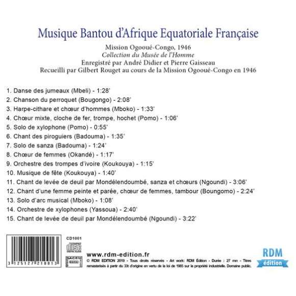 , Musique bantou d'Afrique équatoriale française - Patrimoine de la musique traditionnelle du monde, Musiques du monde,...