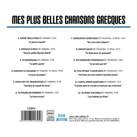 Mouskouri, Nana, Nana Mouskouri - Mes plus belles chansons grecques, Variétés internationales, Europe de l'Est et...