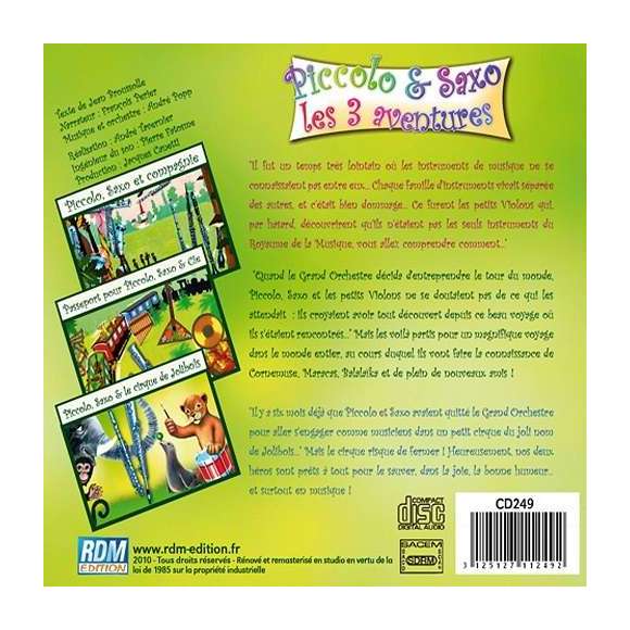 Broussolle, Jean, Piccolo & Saxo, 3 aventures, Contes musicaux, Eveil musical, Enfance, RDM-Edition, Musique