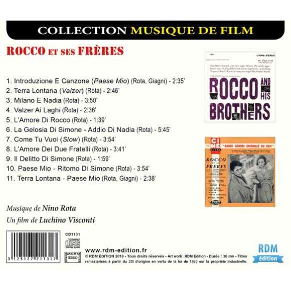 Rota, Nino, Rocco et ses frères - Bande originale du film, BOF & OST, RDM-Edition, Musique