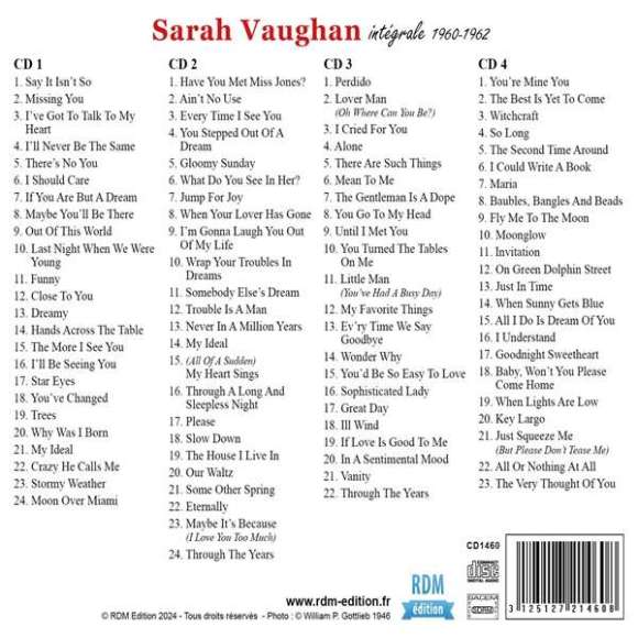Vaughan, Sarah, Basie, Count, Sarah Vaughan : intégrale 1960-1962, Variétés internationales, Jazz, RDM-Edition, Musique