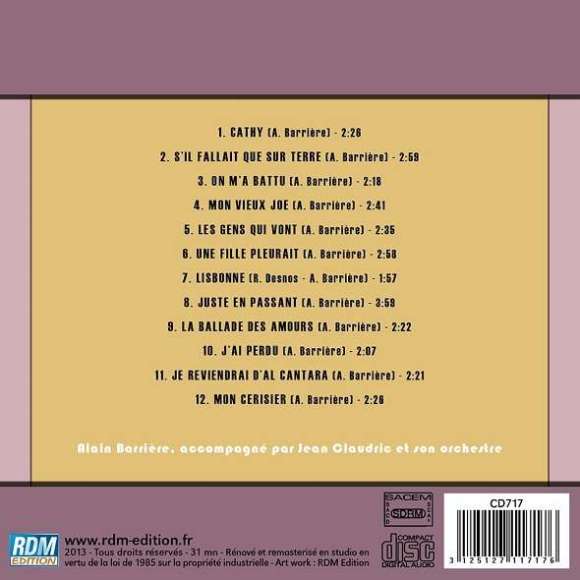 Barrière, Alain, Ses premières années, Variétés françaises, RDM-Edition, Musique