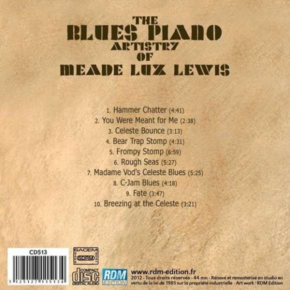 Lux Lewis, Meade, The blues piano artistry of Meade Lux Lewis, Blues, Instrumental, RDM-Edition, Musique