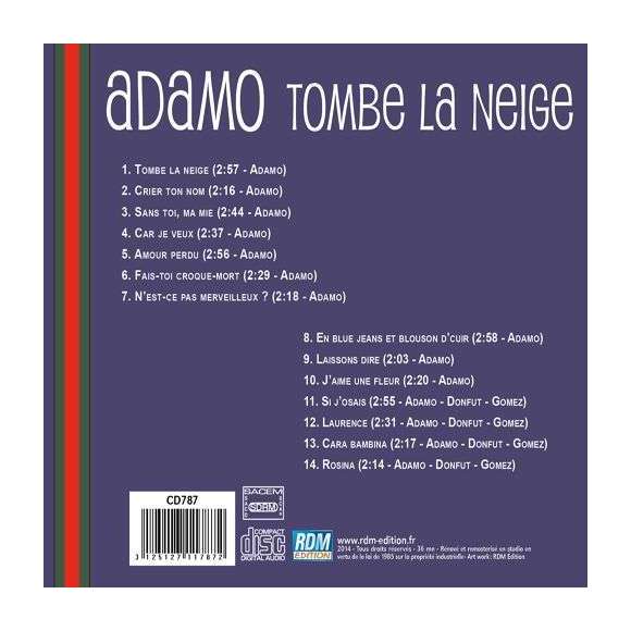 Adamo, Salvatore, Tombe la neige, Variétés françaises, RDM-Edition, Musique
