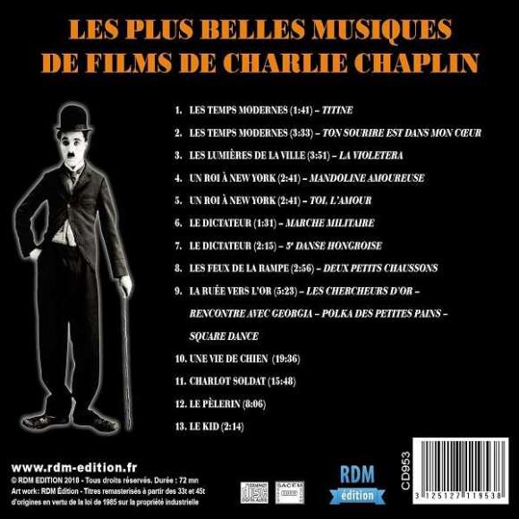 Chaplin, Charlie, Les plus belles musiques de films de Charlie Chaplin, BOF & OST, RDM-Edition, Musique