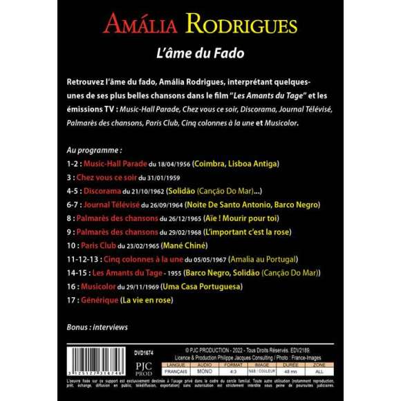 DVD - Film de  en DVD Amália Rodrigues : l'âme du fado