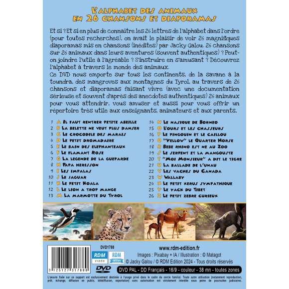DVD - Film de Christiane Monney en DVD Alphabet des animaux en 26 chansons et diaporamas (L')