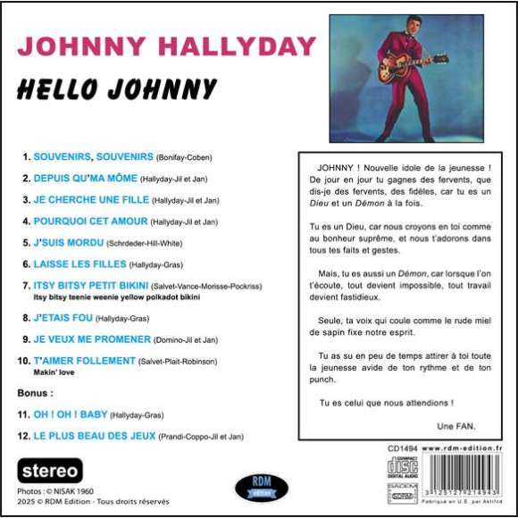 Hallyday, Johnny, Hello Johnny - Stéréo (digisleeve) + 2 titres bonus , Variétés françaises, Rock français,...