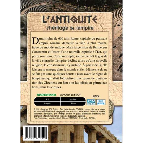 DVD - Film de  en DVD Antiquité (L') - L'héritage de l'empire romain
