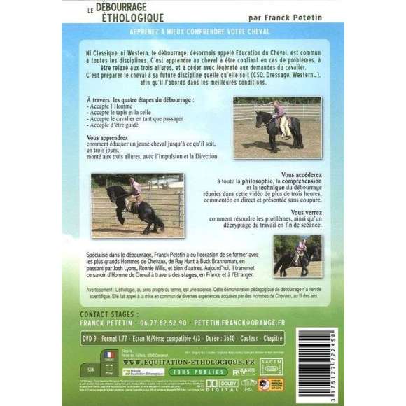 DVD - Film de Franck Petetin en DVD Débourrage éthologique (Le)