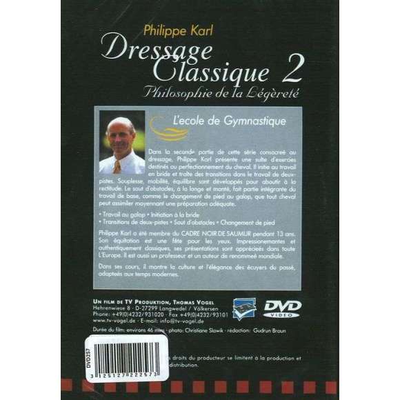DVD - Film de  en DVD Dressage classique - Philippe Karl - Volume 2