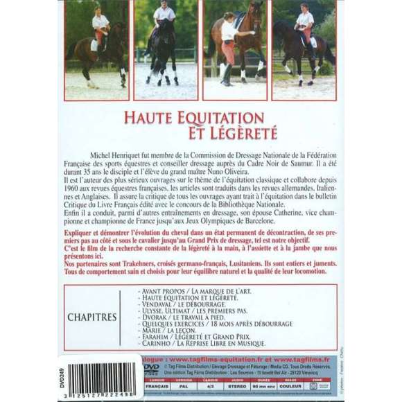 DVD - Film de  en DVD Haute équitation et légèreté