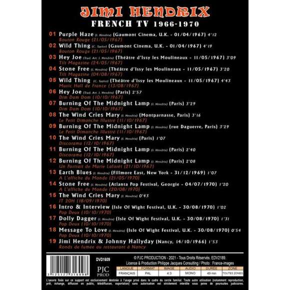 DVD - Film de  en DVD Jimi Hendrix : French TV 1966-1970