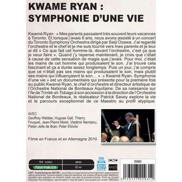 DVD - Film de Patrick Savey en DVD Kwame Ryan : symphonie d'une vie