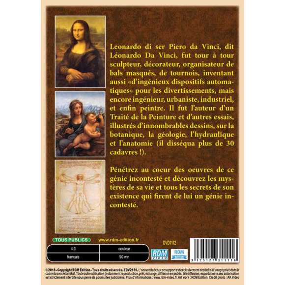 DVD - Film de  en DVD Leonardo Da Vinci - Sa vie et son oeuvre - Les mystères de la Cène