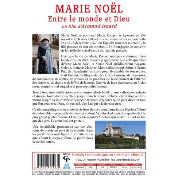 DVD - Film de Armand Isnard en DVD Marie Noël - Entre le monde et Dieu
